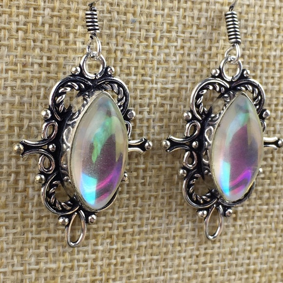 Sim Rainbow Topaz Hook Dangle Earrings - Picture 6 of 10